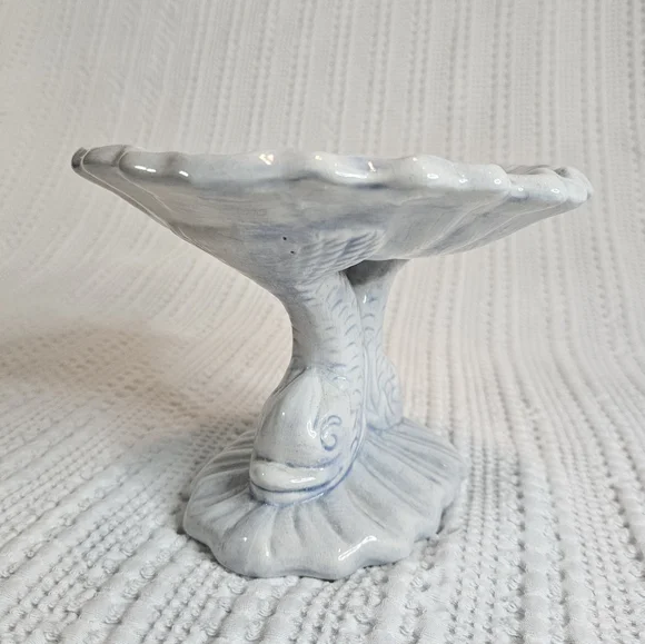 Soap Dish Koi Fish Blue White Vintage 1980's Signed - Picture 10 of 14